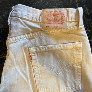 Levis original mens 501 button fly Tan Jeans 36 by 32